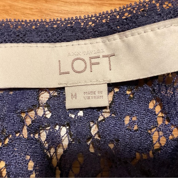 Ann Taylor LOFT Navy lace blouse, Medium - Picture 2 of 5